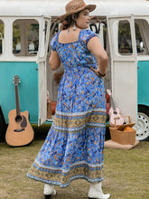 Plus Size Smocked Printed Cap Sleeve Dress OutfitFlow
